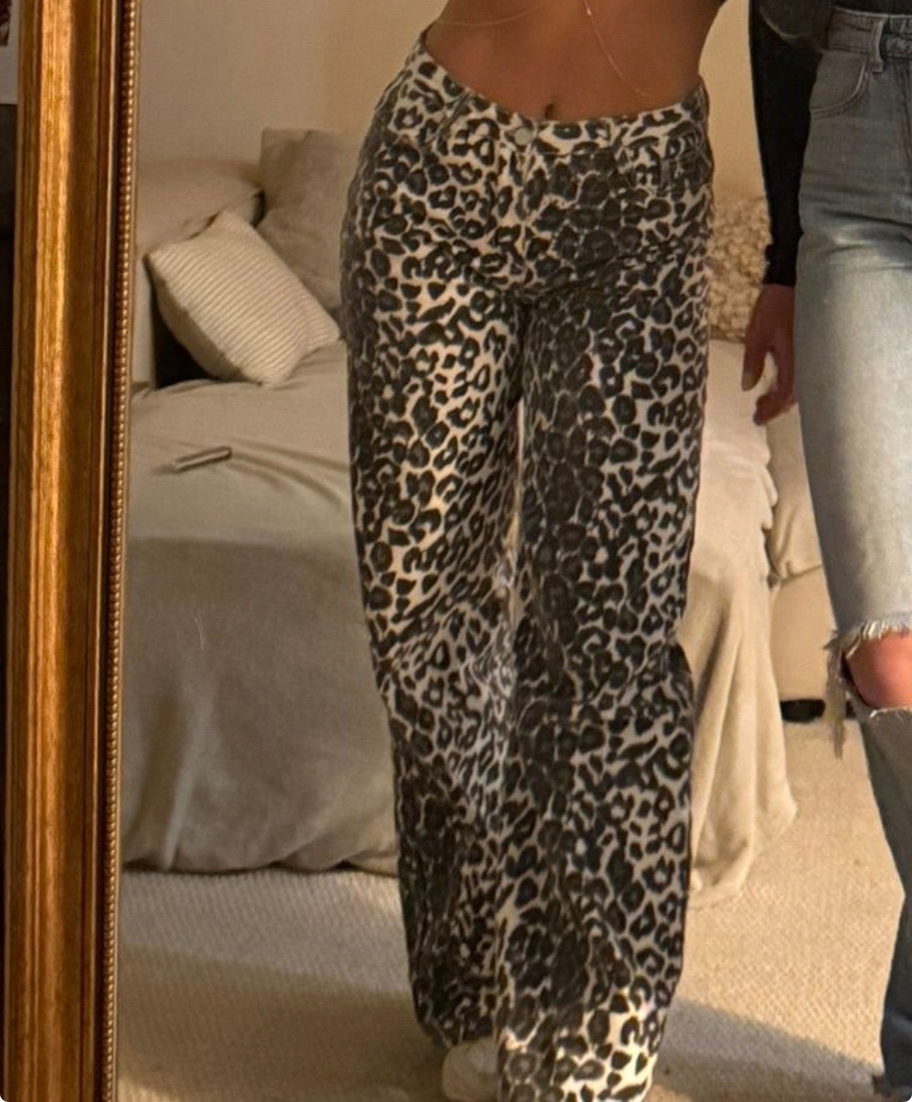 Léa Leopard Broek – Wide Leg met Contrast Print