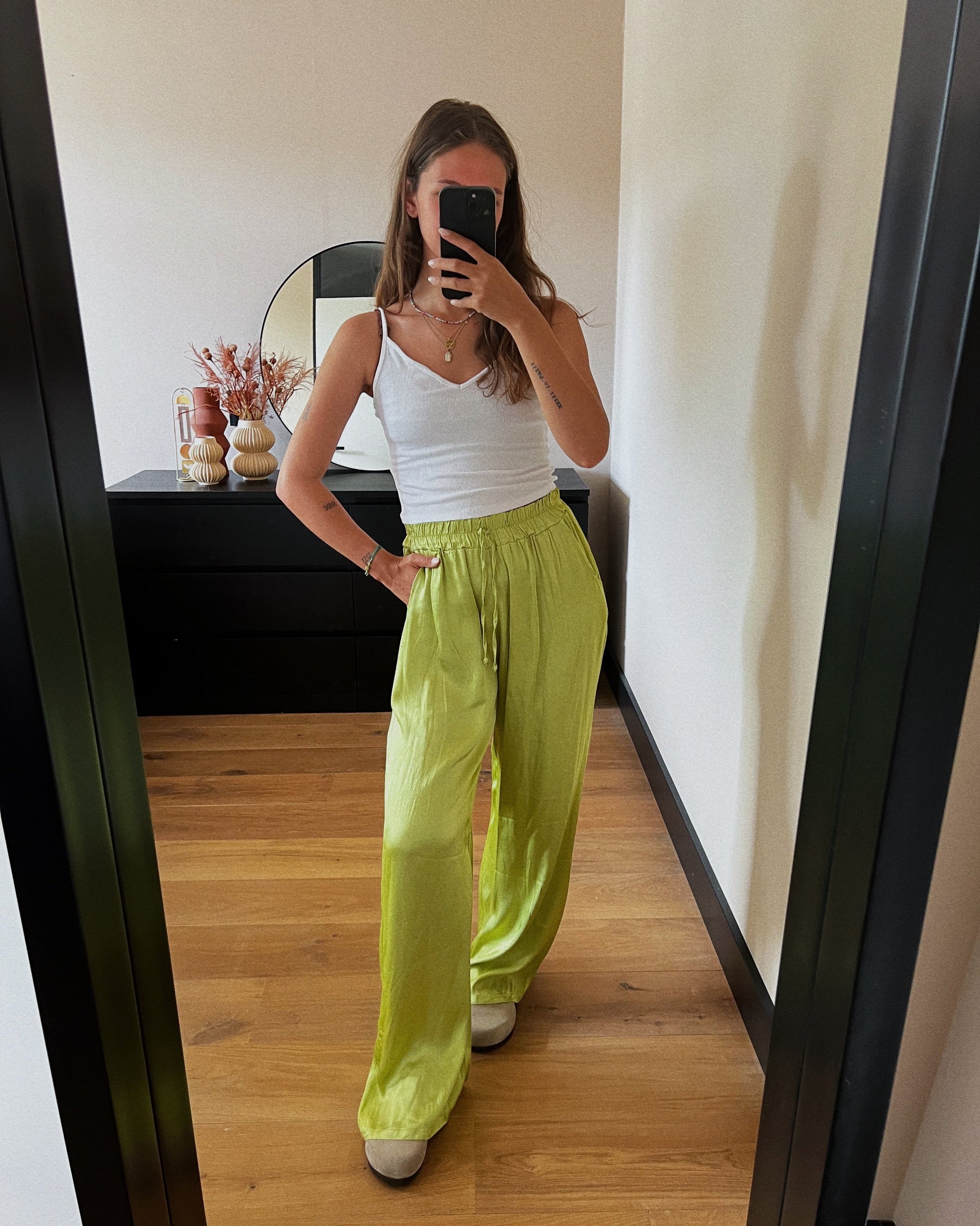 Wijde zomer broek dames groen