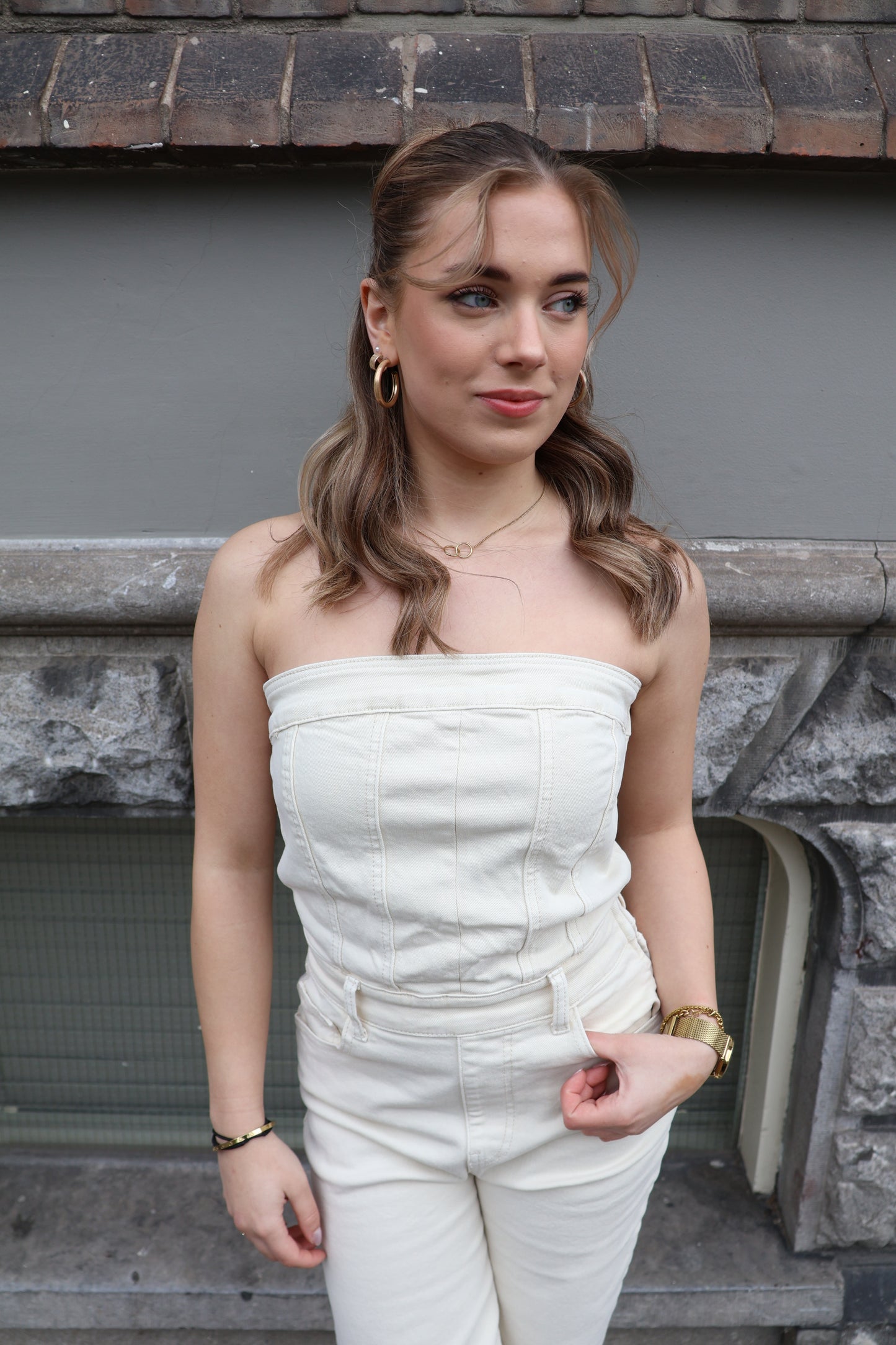 Nikkie jumpsuit strapless beige