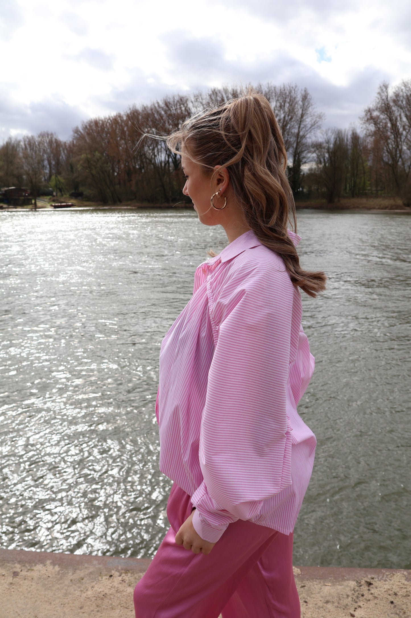 Stripe blouse wijde gestreepte blouse