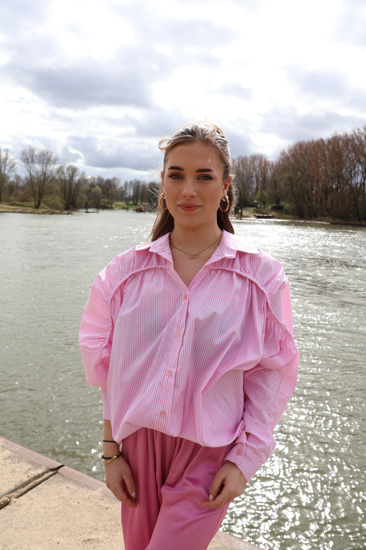 Stripe blouse wijde gestreepte blouse