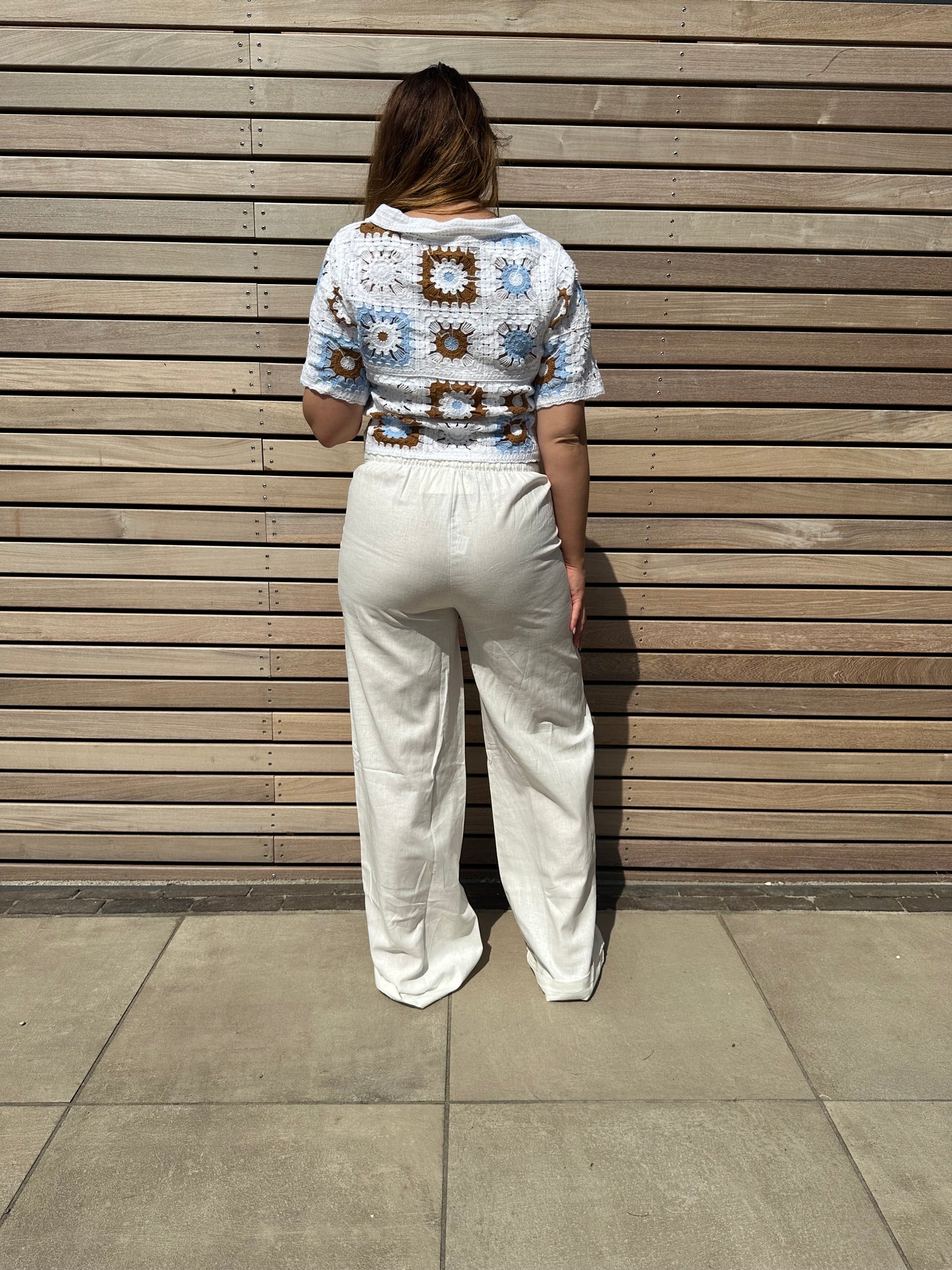 Gehaakte witte dames top