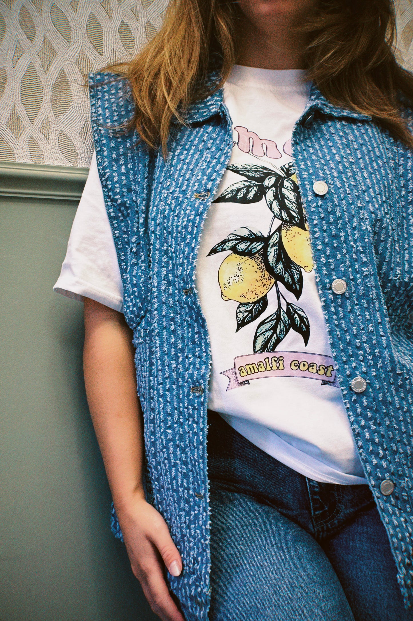 Denim gilet oversized