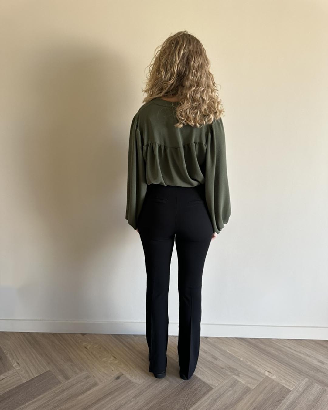 Dames flared pantalon zwart