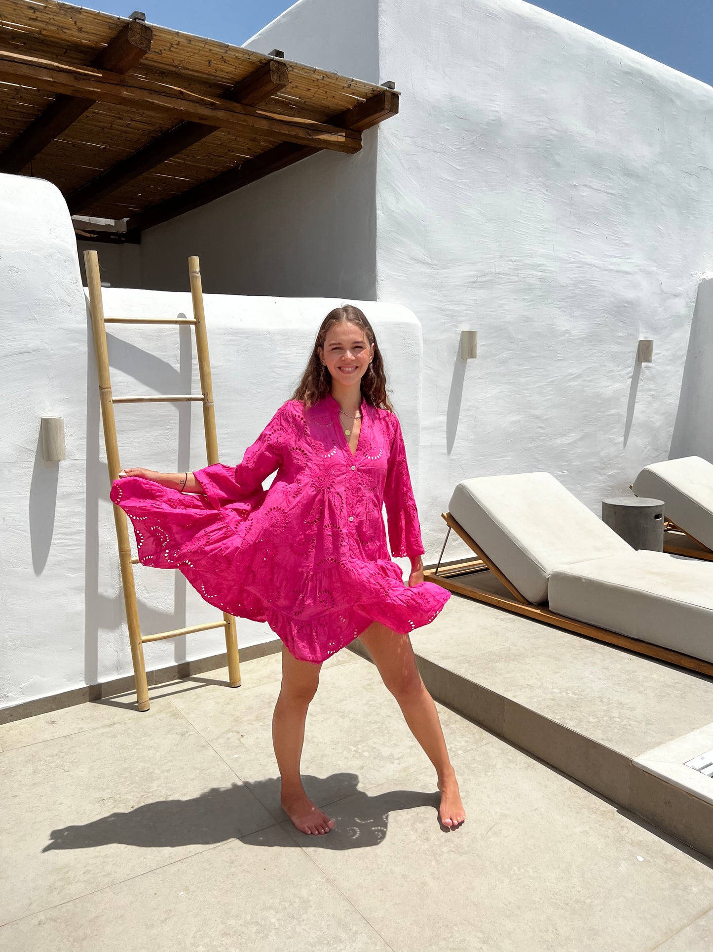 Midi jurk in het roze