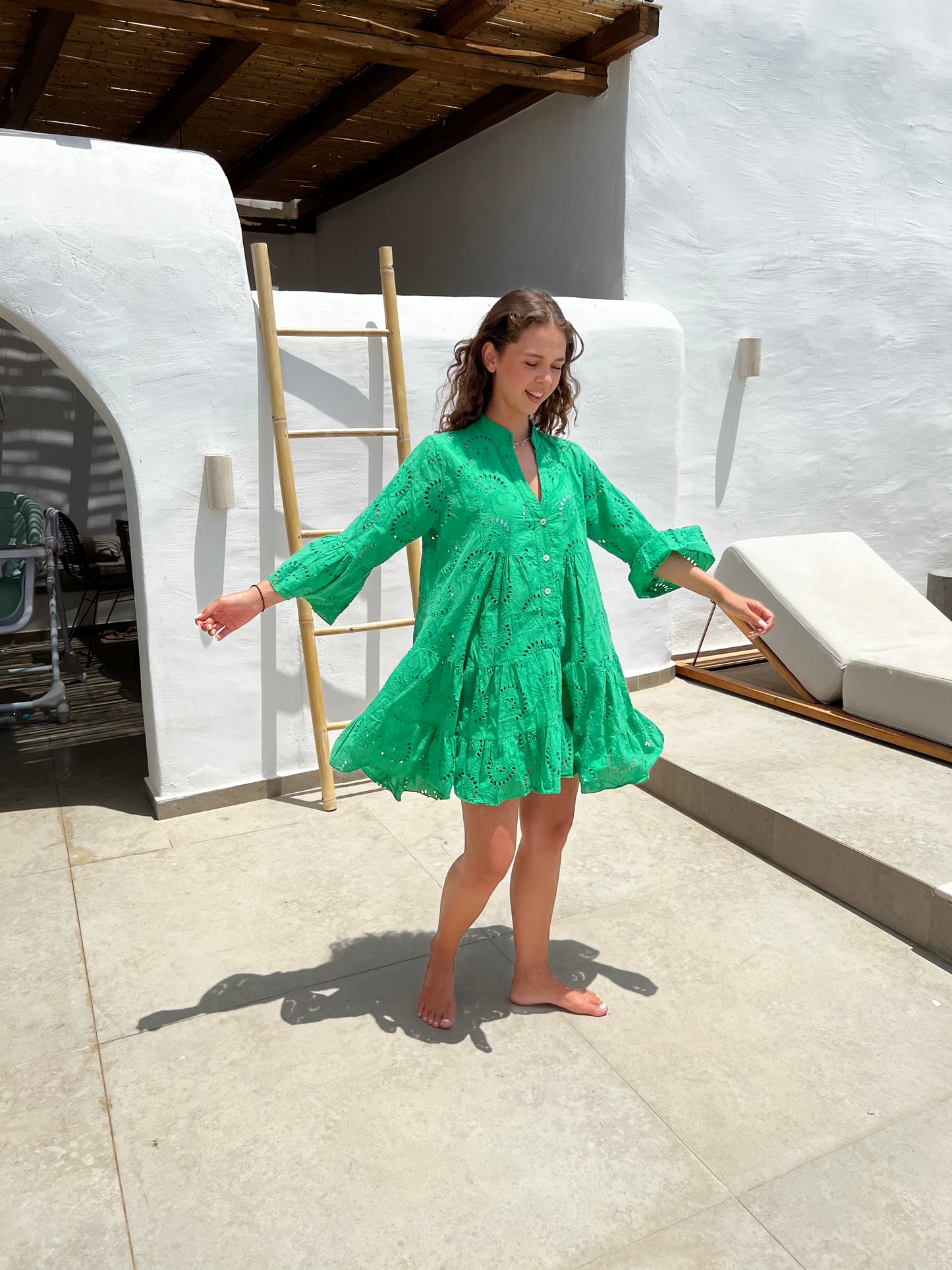 Roze of groene Bella damesjurk