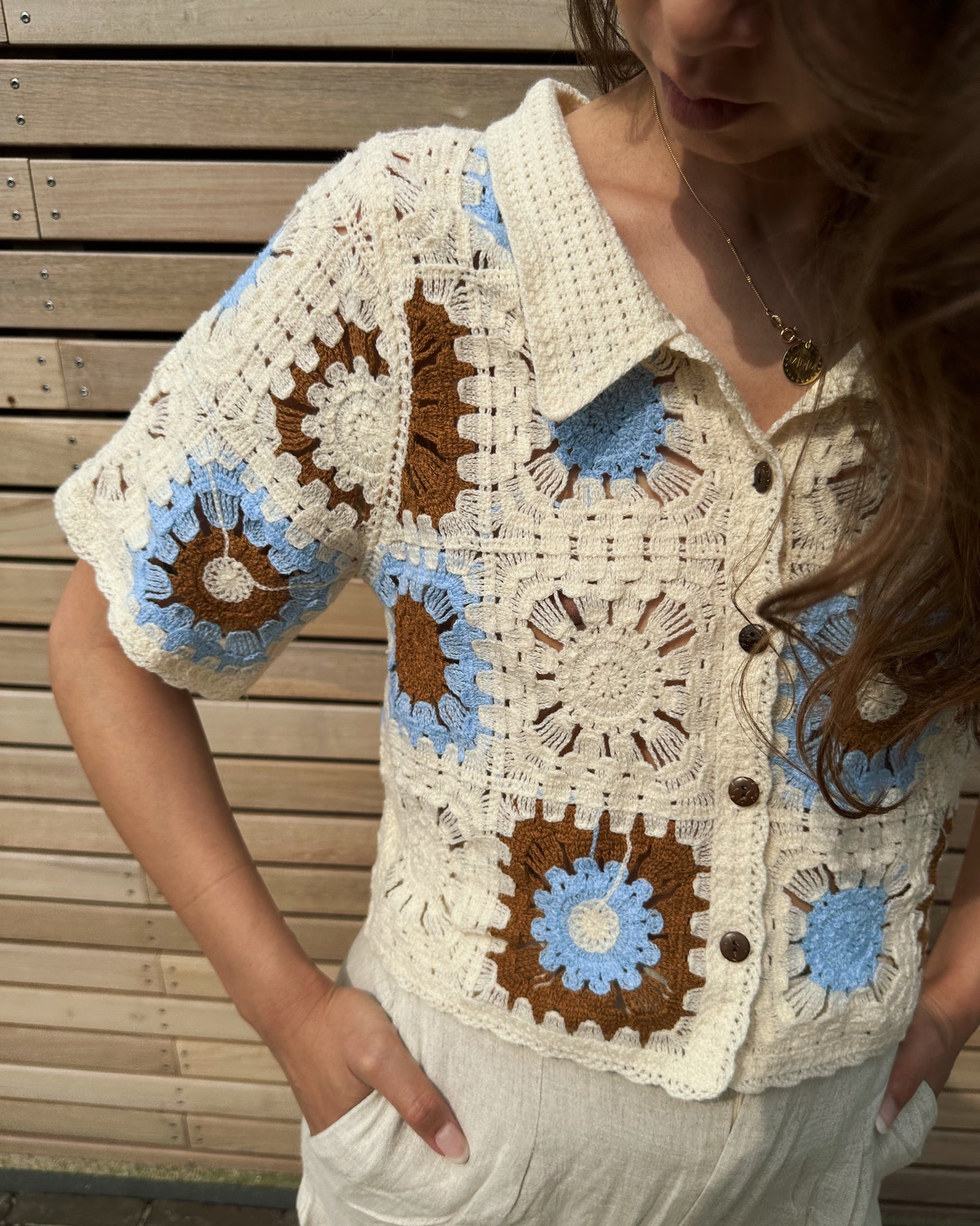 Crochet top creme